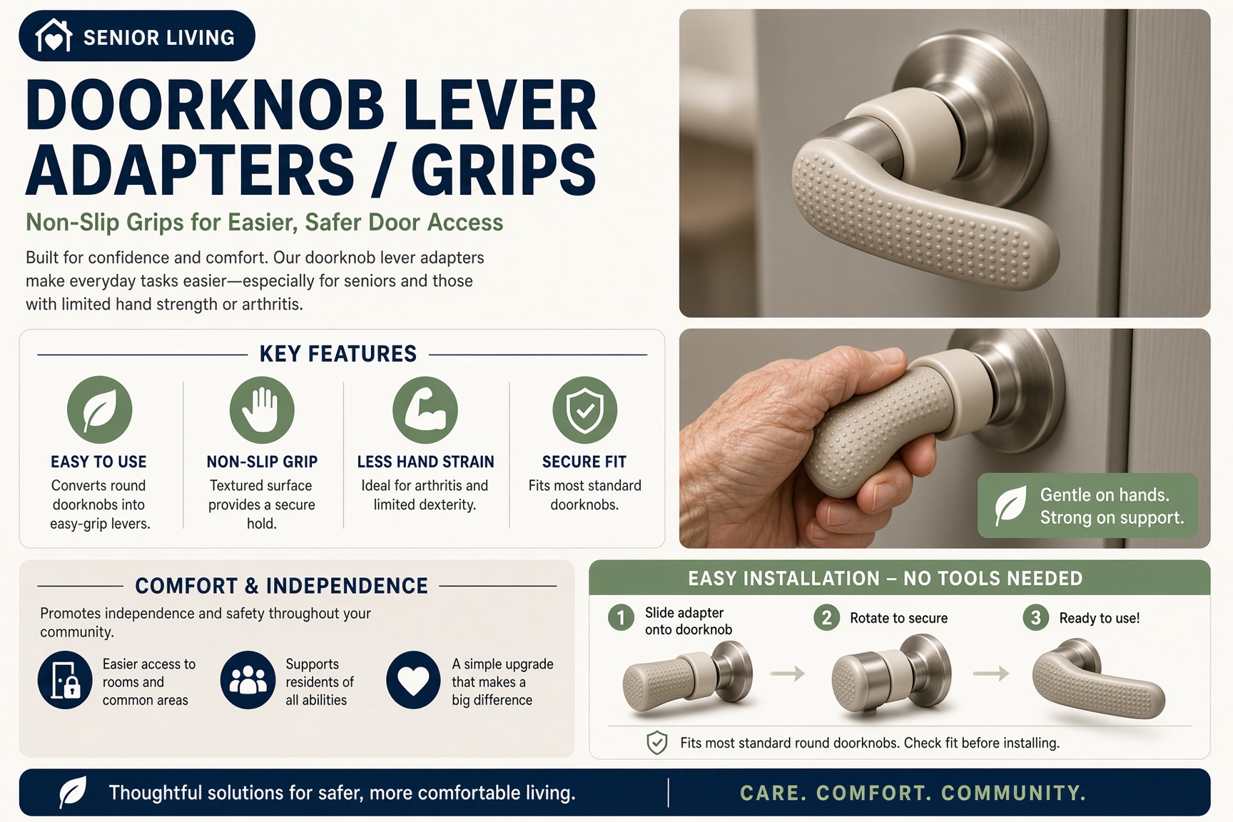 Doorknob Lever Adapters (Arthritis-Friendly)