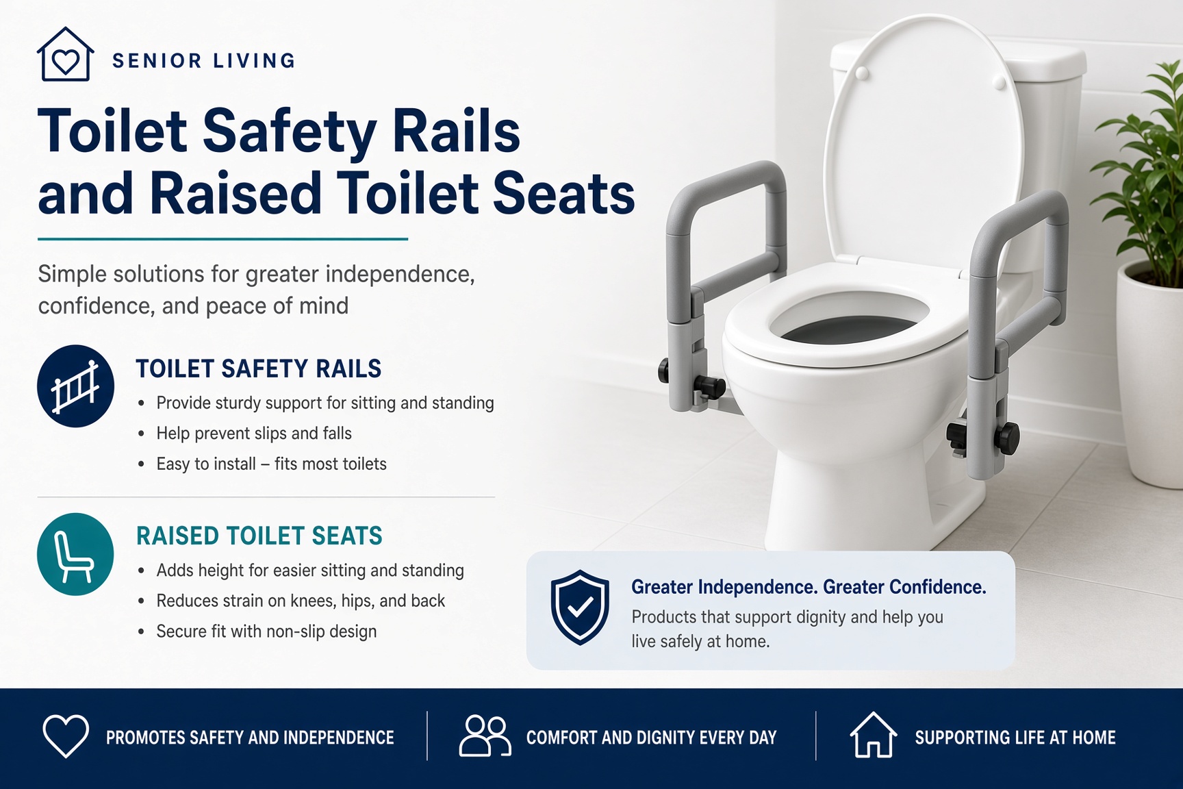 Toilet Safety Rails and Raised Toilet Seats